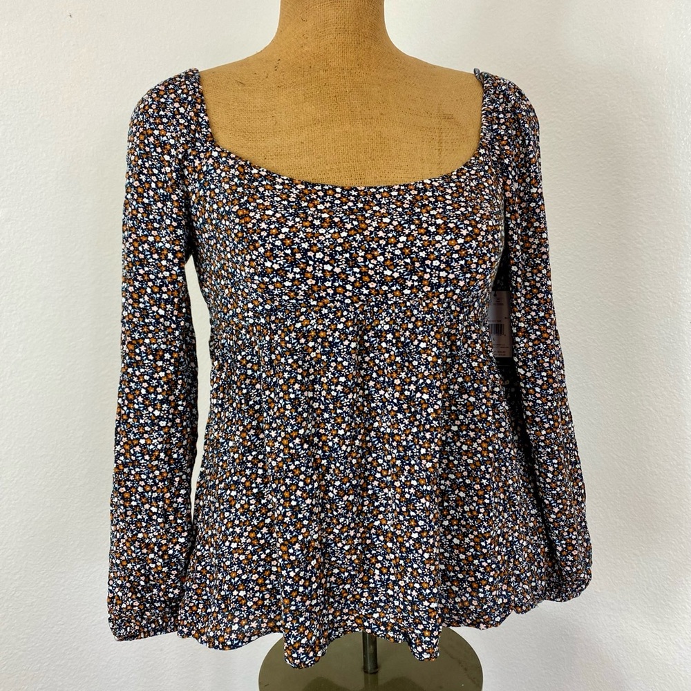 Volcom Women’s Tiny Floral Baby Doll Peasant Top Large (10) New Hey Stone Hey